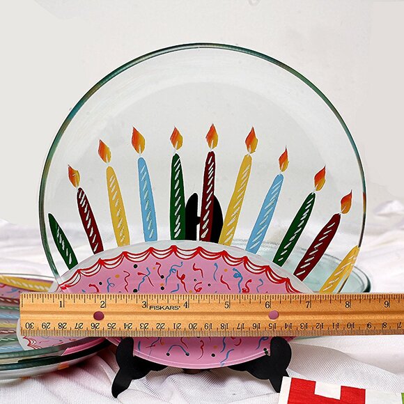 Fifth Avenue Crystal Six Individual Sliced Birthday Cake Plates Guy or Gal - Picture 4 of 5